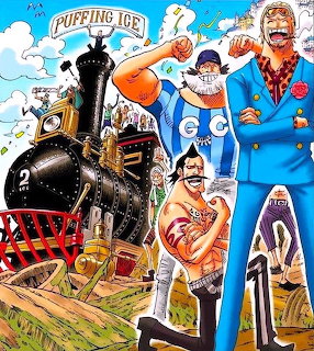 One Piece anime characters with pirate ship on sunny day