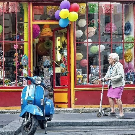 Elderly Woman on Scooter