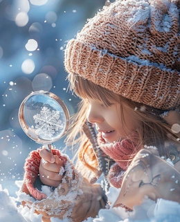 Girl Blowing Snow Bubbles