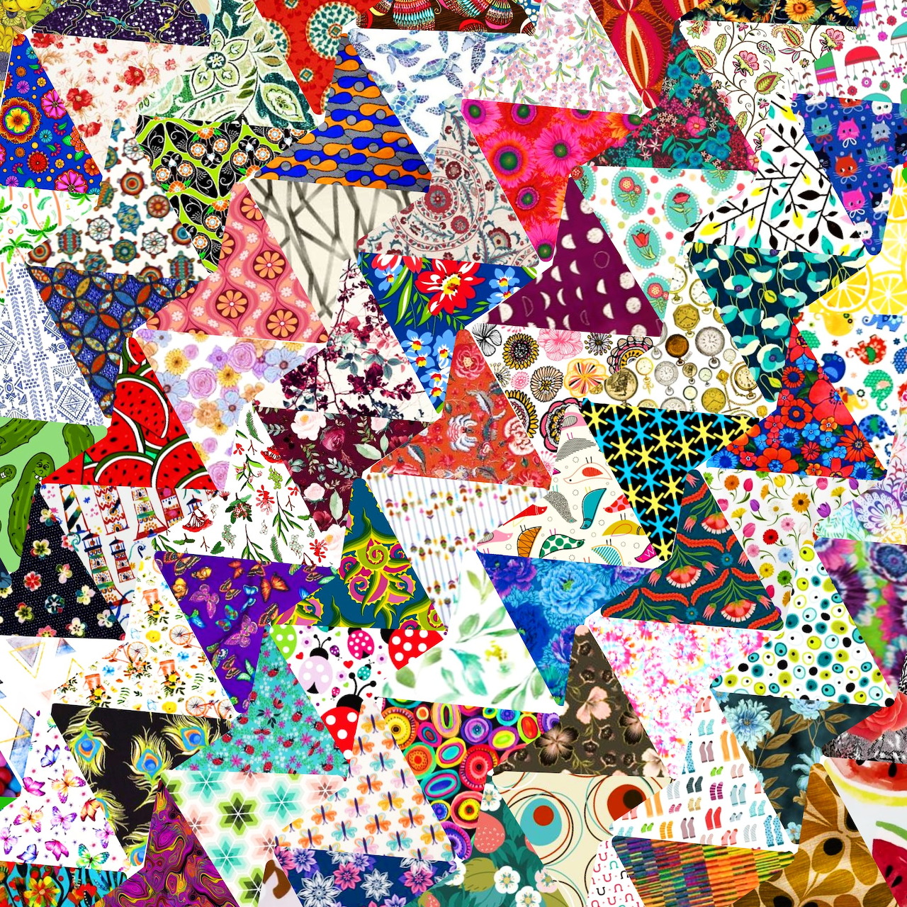 Colorful Fabric Patchwork Collage