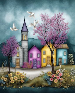 Whimsical Village with Colorful Houses