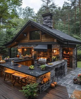 Rustic Outdoor Kitchen Cabin
