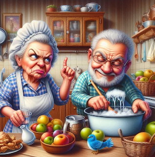 Elderly Couple Cooking Together