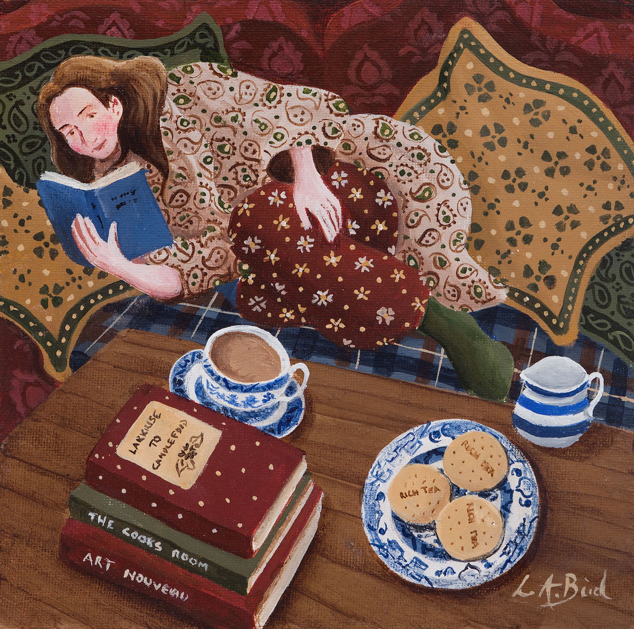 Woman Reading with Tea