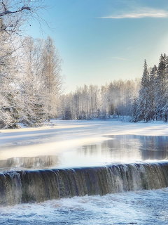 Winter River Waterfall