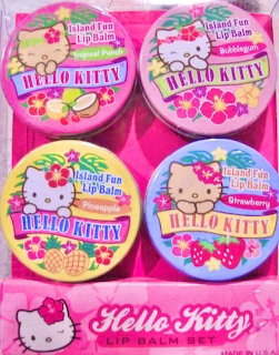 Hello Kitty island fun lip balm with pink tropical packaging