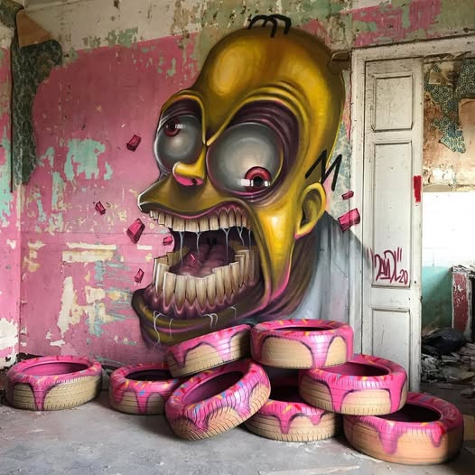 Street Art Skull Mural