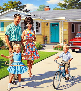 1950s Suburban Family Scene
