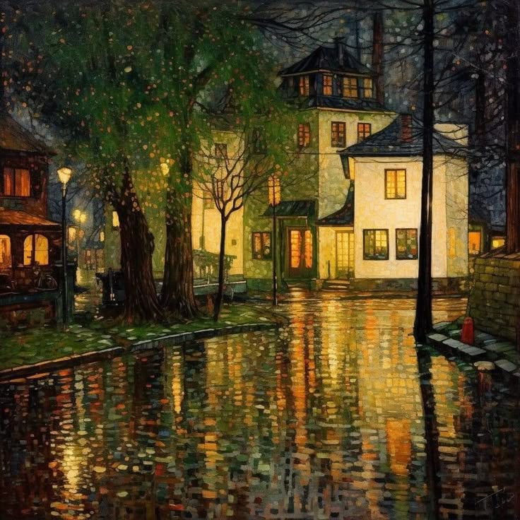 Rainy Village Night