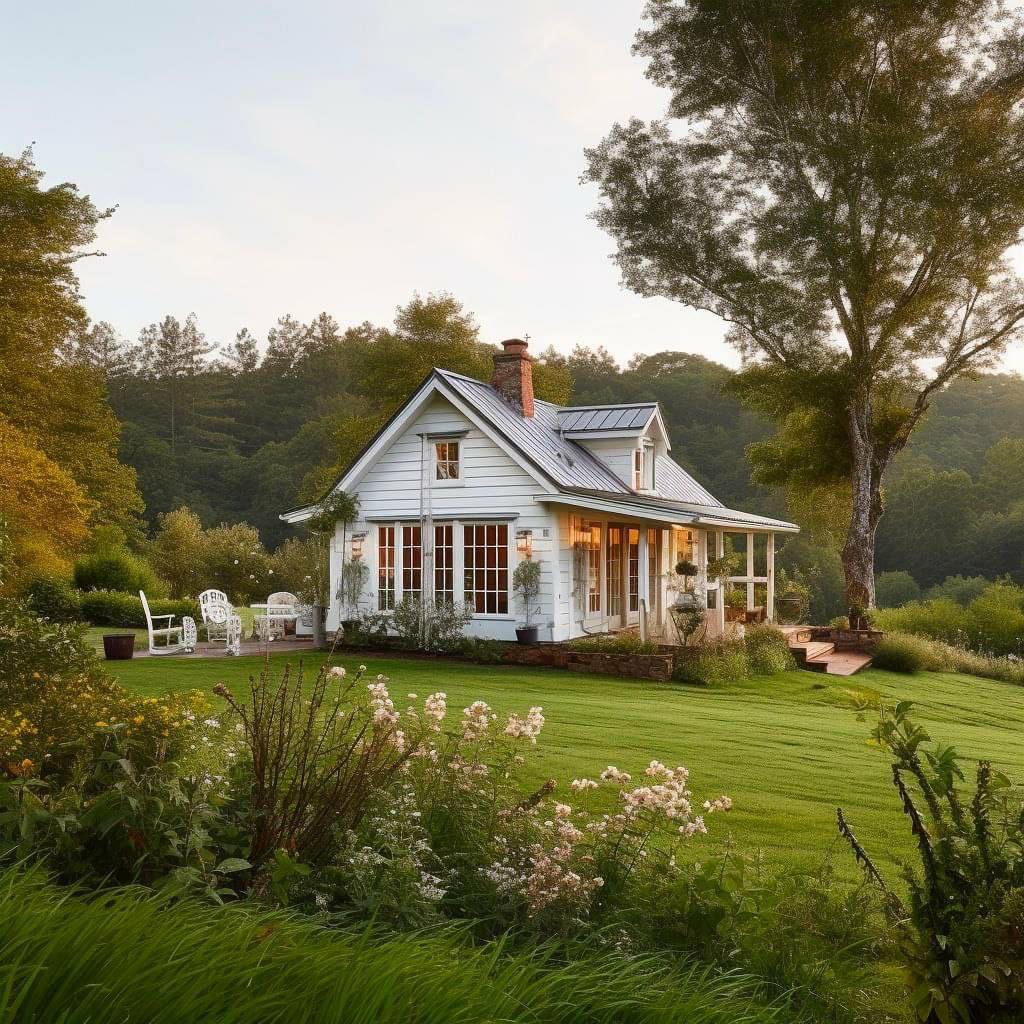 White Country Cottage Garden