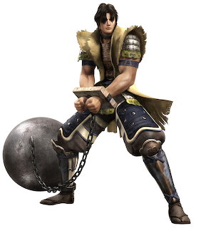 Kuroda Kanbei samurai character from Sengoku Basara 3 holding a giant iron ball and chain