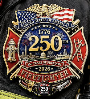 Firefighter anniversary emblem patch with American flag and eagle on a black jacket