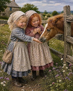 Girls Petting Pony