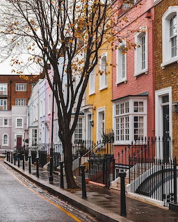 Colorful London Row Houses Street