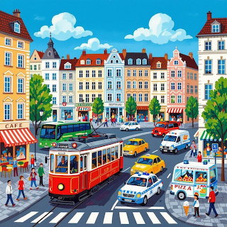 Colorful City Tram