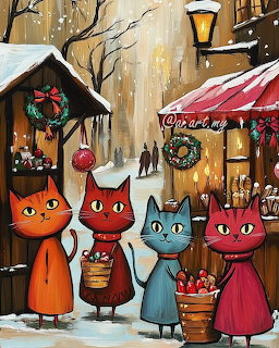 Christmas Cats Winter Village