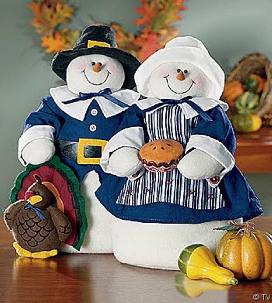 Pilgrim Snowman Couple