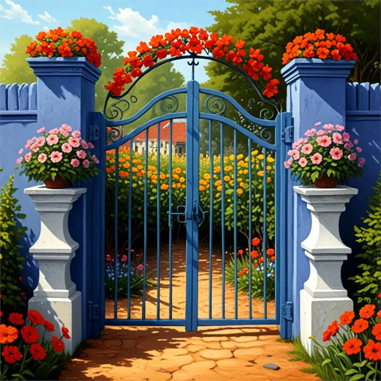 Garden Gate with Flowers