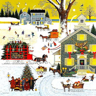 Christmas Village Snow Scene