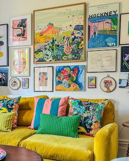 Colorful Gallery Wall Living Room