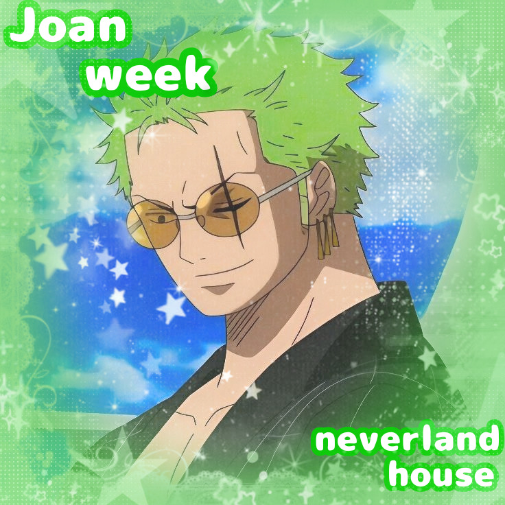 Anime-style green-haired man in sunglasses with a sparkling blue and green background