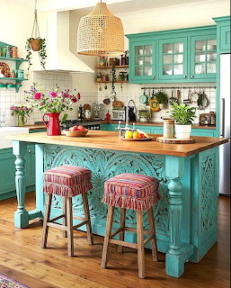 Turquoise Kitchen Island