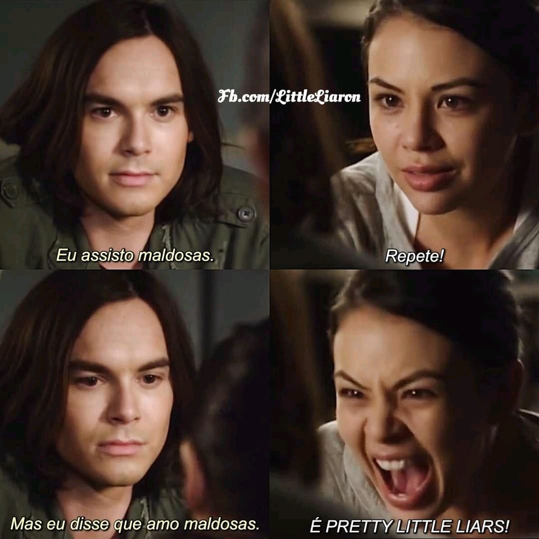 Four-panel TV scene collage showing a man and woman talking with Portuguese subtitles