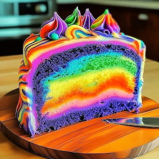 Rainbow Layer Cake Slice