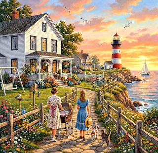 Coastal Lighthouse at Sunset