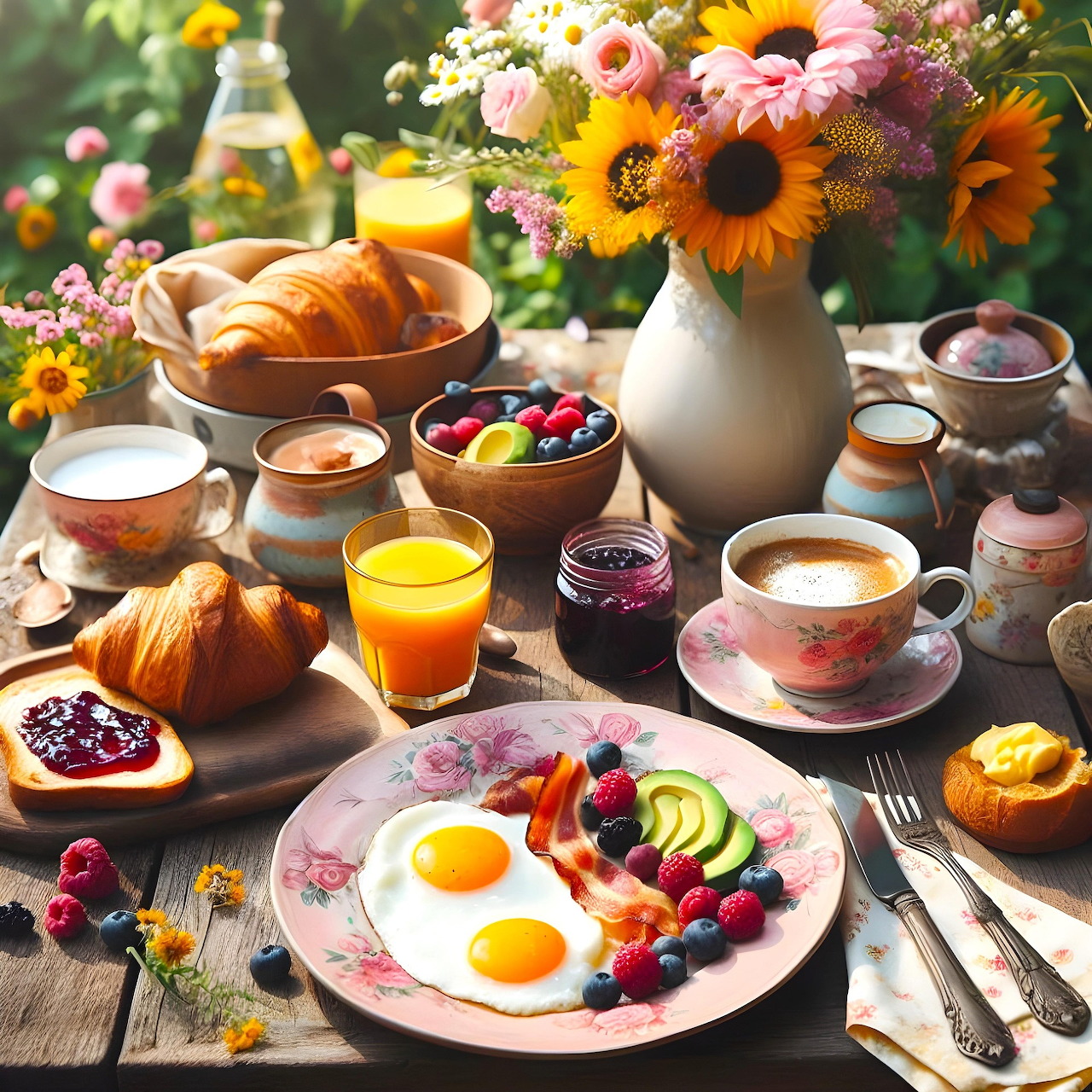 Breakfast Table with Flowers