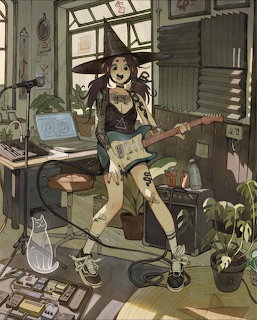 Witch Girl Playing Guitar