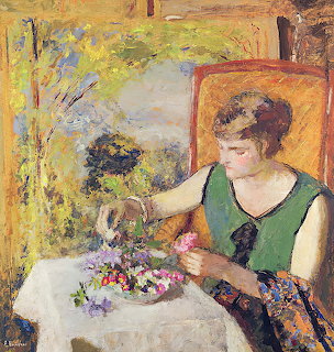 Woman with Bouquet of Flowers