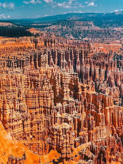 Dense orange and red hoodoo rock formations at Bryce Canyon National Park, Utah