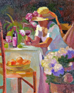 Woman at Garden Table