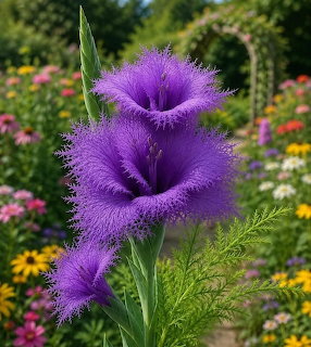 Purple Fringed Flowers Garden