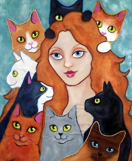 Woman with Cats