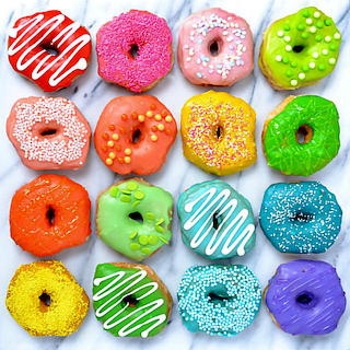 Colorful Glazed Donuts