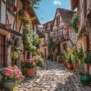 Flowered Village Street