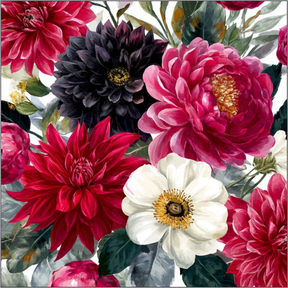 Colorful bouquet of mixed flowers on dark background