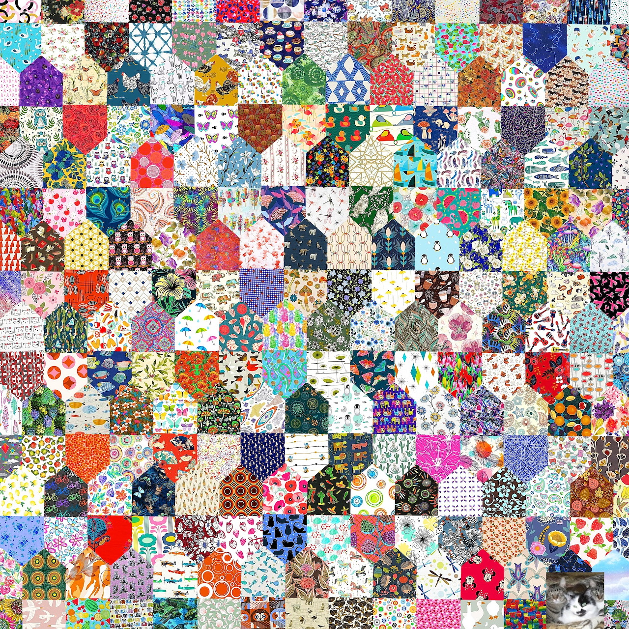 Colorful Fabric Patchwork Quilt