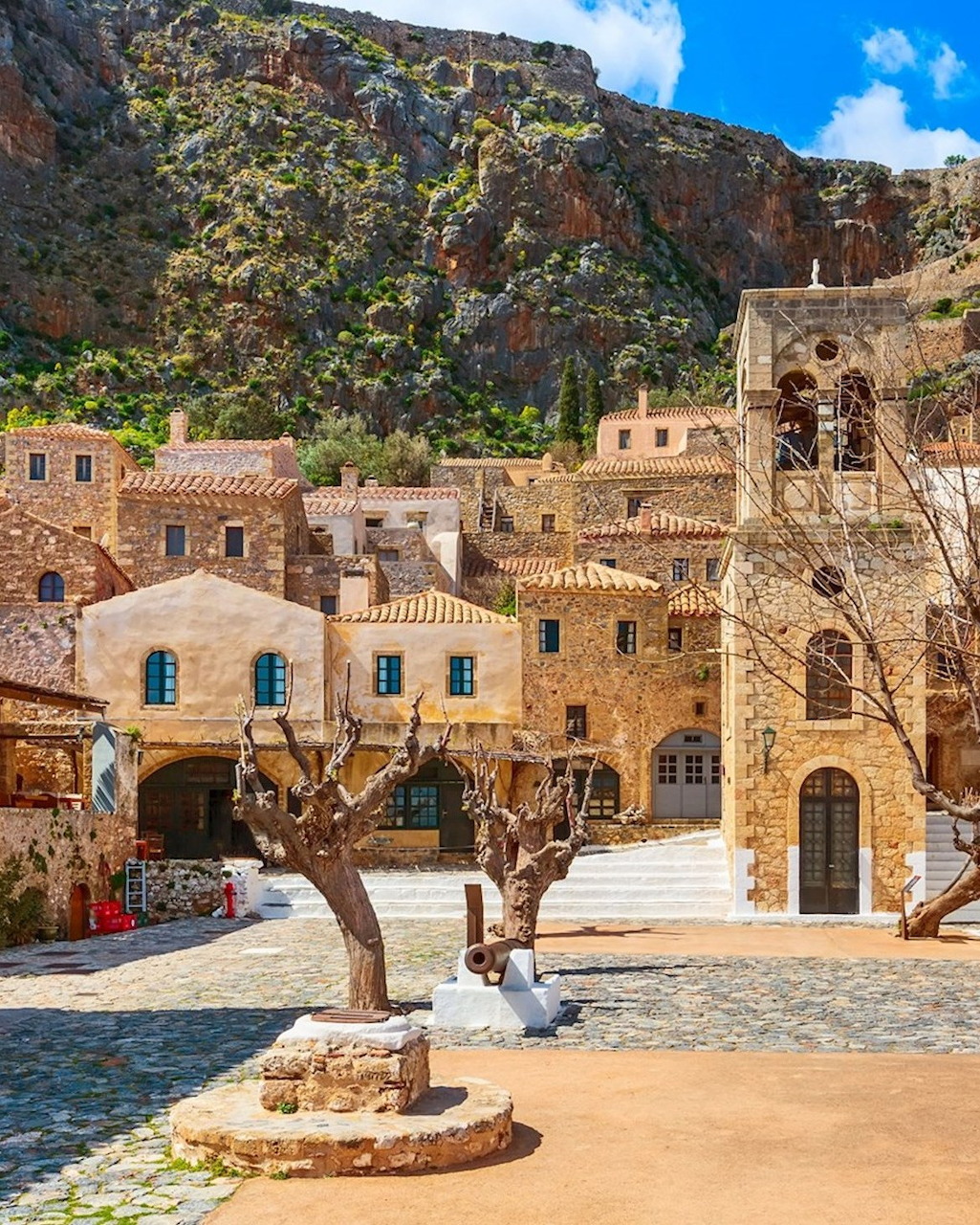 Monemvasia rock and medieval town by the sea in Greece