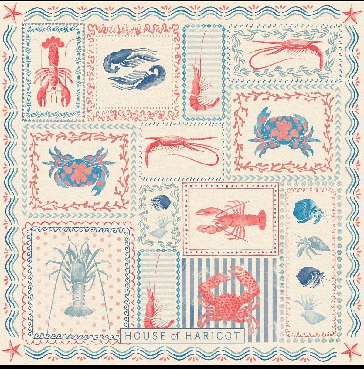 Vintage Nautical Marine Life Stamps
