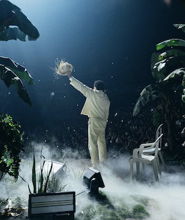 Bad Bunny on stage during DTMF tour concert