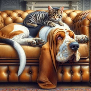 Cat and Dog on Couch