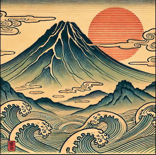 Mountain and Setting Sun