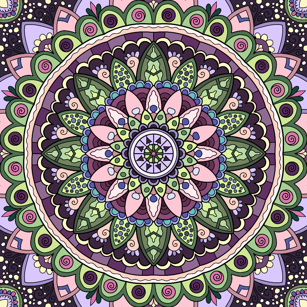 Green Pink Purple Mandala