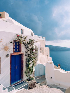 Santorini Blue Door Sea View