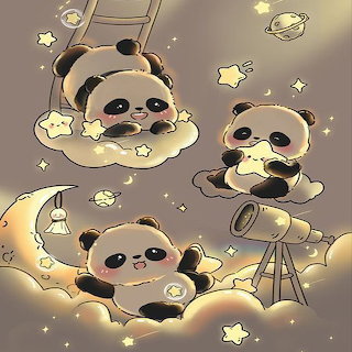 Cute Pandas in Clouds