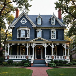 Victorian House Blue Exterior