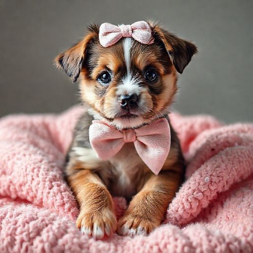 Puppy with Pink Bows